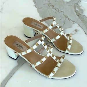 Valentino rock stud white slide sandals - 8.5